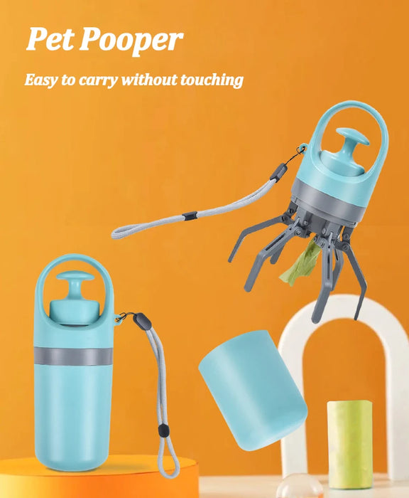 Portable Dog Pooper Scooper with Garbage Bag Outdoor Pet Poop Grabber Claw Fecal Shovel Picker Dog Fecal Collector Cleaning Tool